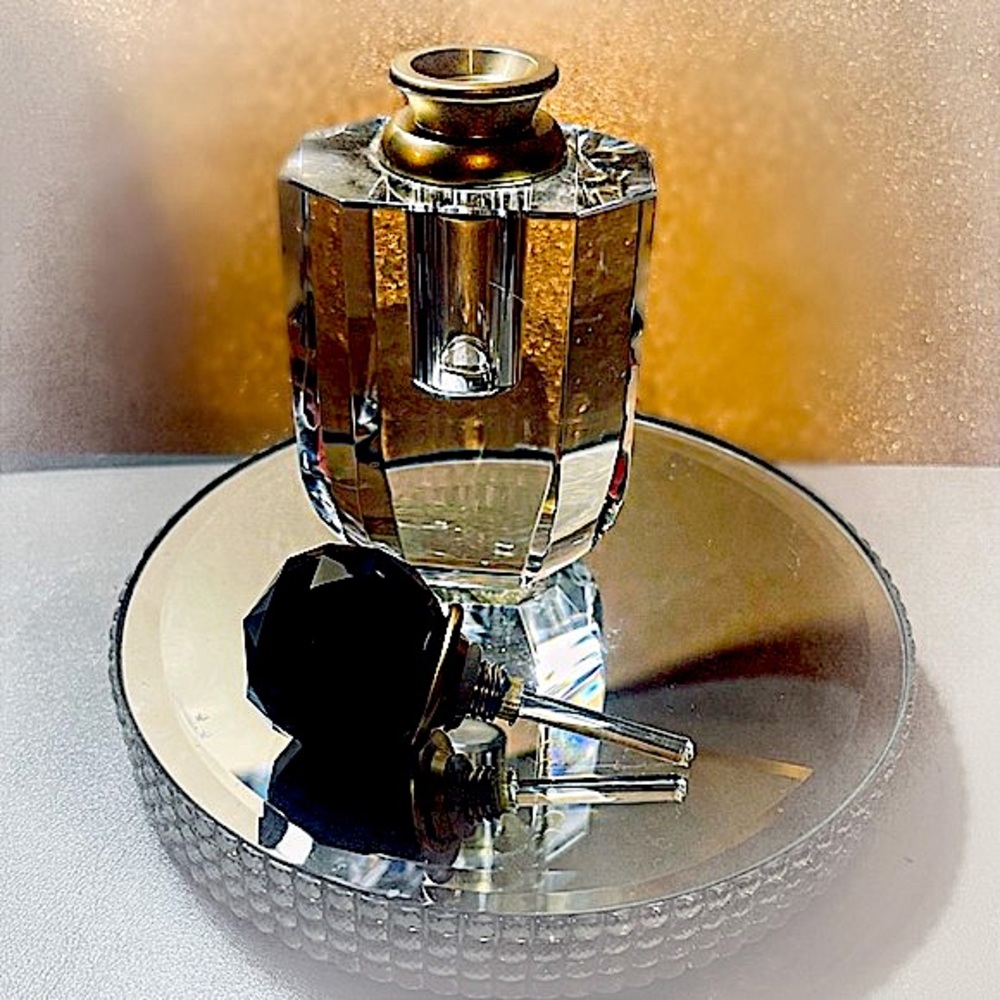 Vintage Style perfume bottle. New never used. Pedestal listed in closet …